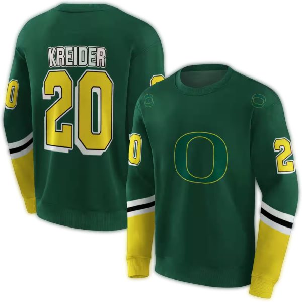 Personalized Oregon Ducks Striped Green AOP Sweatshirt 1