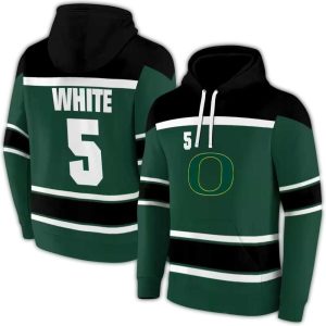 Personalized Oregon Ducks Striped Pattern Green All-Over Print Hoodie