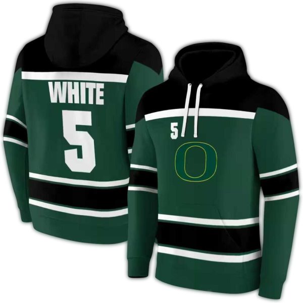 Personalized Oregon Ducks Striped Pattern Green AOP Hoodie 1