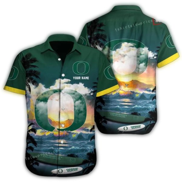 Personalized Oregon Ducks Surf Beach Tropical Hawaiian Shirt 1