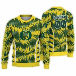 Personalized Oregon Ducks Swirl Flow Ugly Sweater