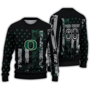 Personalized Oregon Ducks Vintage Usa Flag Ugly Sweater
