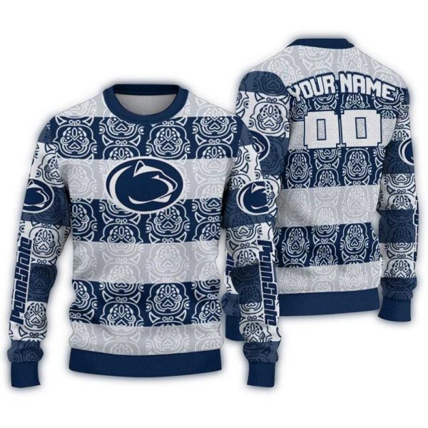Personalized Penn State Nittany Lions Bulldog Motif Ugly Sweater 1