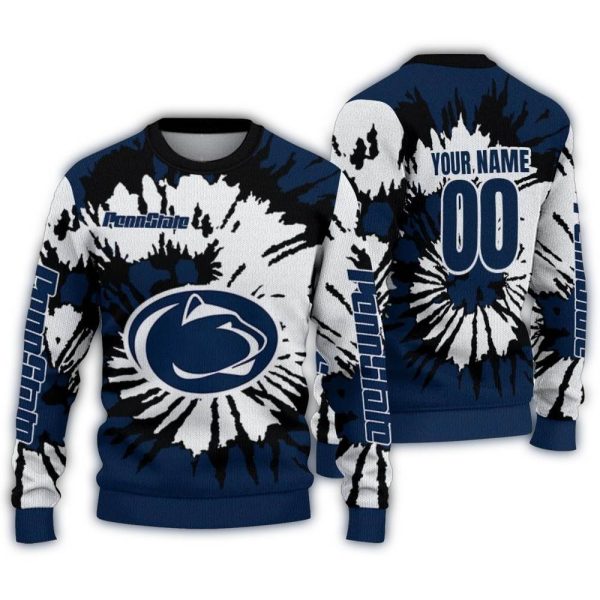 Personalized Penn State Nittany Lions Burst Swirl Ugly Sweater 1