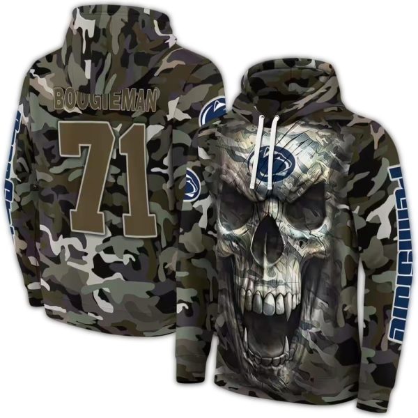 Personalized Penn State Nittany Lions Camo Skull AOP Hoodie 1
