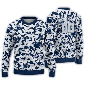 Personalized Penn State Nittany Lions Camouflage Motif Ugly Sweater