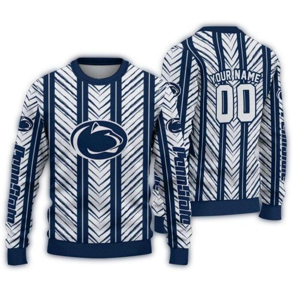 Personalized Penn State Nittany Lions Chevron Rows Ugly Sweater 1
