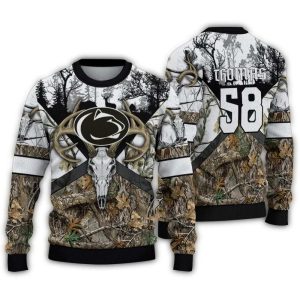 Personalized Penn State Nittany Lions Deer Antlers Ugly Sweater