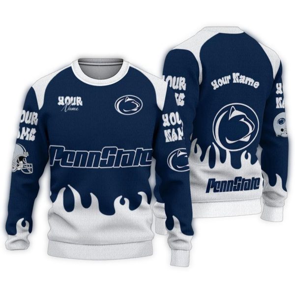 Personalized Penn State Nittany Lions Flame Border Ugly Sweater 1