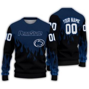 Personalized Penn State Nittany Lions Flame Outline Ugly Sweater
