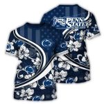 Personalized Penn State Nittany Lions Floral Flower And Flag Us All-Over Print T-Shirt