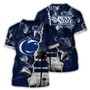 Personalized Penn State Nittany Lions Floral Leafs Scratch Tropical All-Over Print T-Shirt