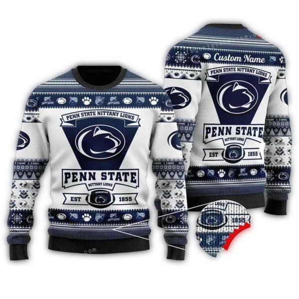 Personalized Penn State Nittany Lions Football Team Logo Ugly Sweater 1