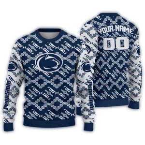 Personalized Penn State Nittany Lions Lattice Gridwork Ugly Sweater