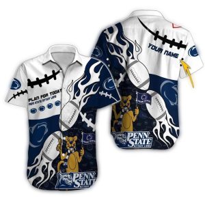 Personalized Mascot Hold Flag Penn State Nittany Lions Firball Tropical Hawaiian Shirt