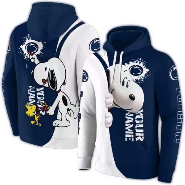 Personalized Penn State Nittany Lions Peeking Snoopy AOP Hoodie 1