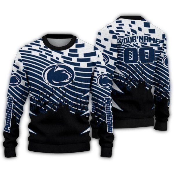 Personalized Penn State Nittany Lions Pixel Flow Ugly Sweater 1