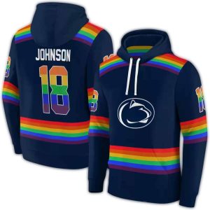 Personalized Penn State Nittany Lions Rainbow Stripes All-over Print Hoodie
