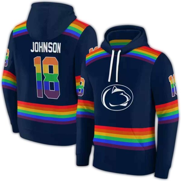 Personalized Penn State Nittany Lions Rainbow Stripes AOP Hoodie 1