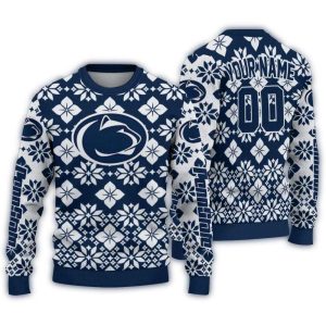 Personalized Penn State Nittany Lions Snowflake Matrix Ugly Sweater