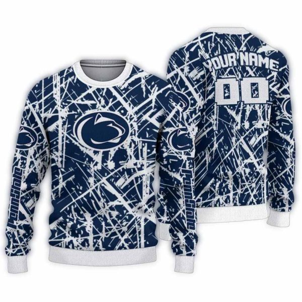 Personalized Penn State Nittany Lions Streak Overlay Ugly Sweater 1