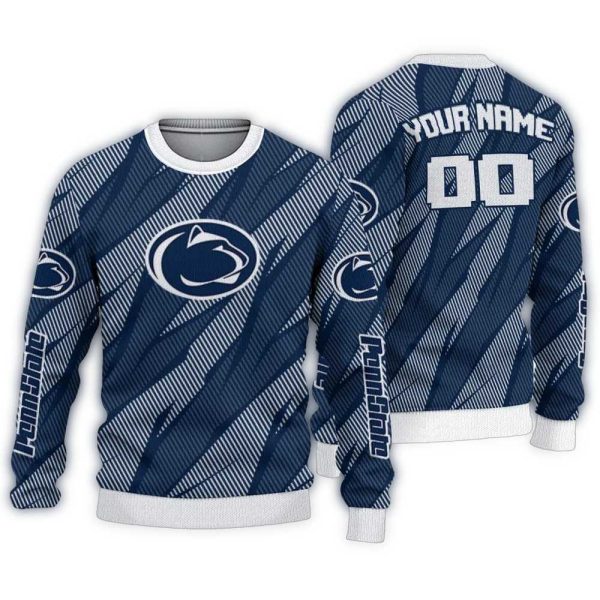 Personalized Penn State Nittany Lions Stripe Motion Ugly Sweater 1
