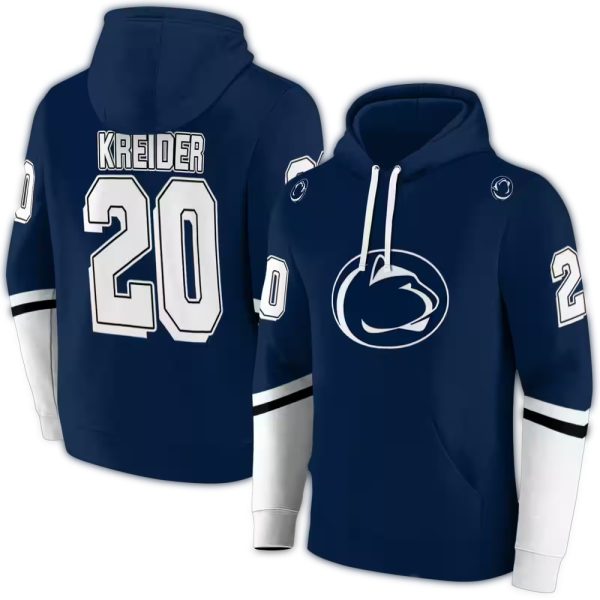 Personalized Penn State Nittany Lions Striped Navy and White AOP Hoodie 1