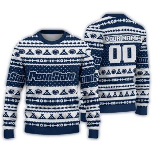 Personalized Penn State Nittany Lions Tent Stripes Christmas Ugly Sweater