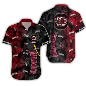 Personalized South Carolina Gamecocks In My Heart Floral Hawaiian Shirt