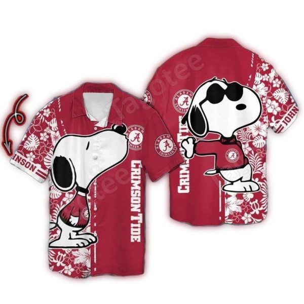 Personalized Snoopy With Alabama Crimson Tide Hawaiian Shirt 1
