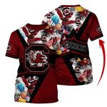 Personalized South Carolina Gamecocks Floral Pineapple Pattern All-Over Print T Shirt