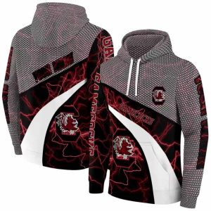 Personalized South Carolina Gamecocks Hexagonal Mesh Garnet All-Over Print Hoodie