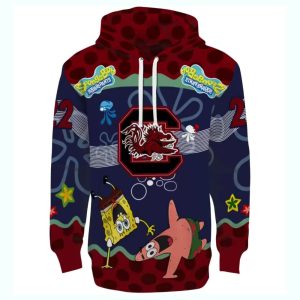 Personalized South Carolina Gamecocks Spongebob Patrick Star All-Over Print Hoodie
