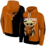 Personalized Texas Longhorns Baby Yoda All Over Print Hoodie