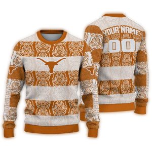 Personalized Texas Longhorns Bulldog Motif Ugly Sweater