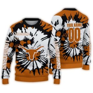 Personalized Texas Longhorns Burst Swirl Ugly Sweater