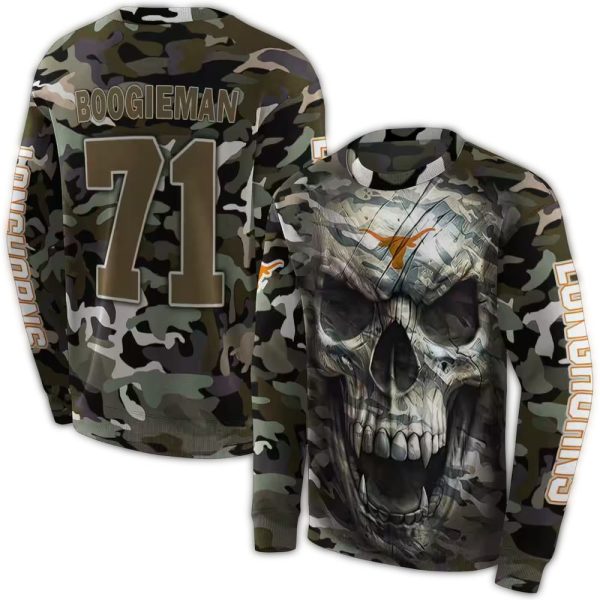 Personalized Texas Longhorns Camo Skull AOP Sweatshirt 1