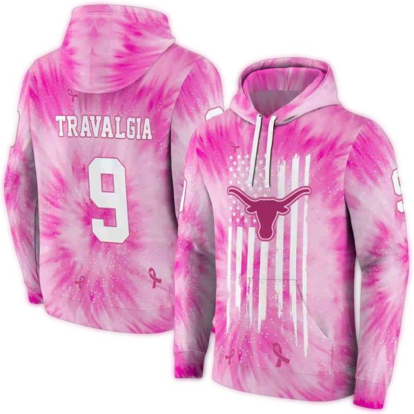 Personalized Texas Longhorns Cancer Support Pink AOP Hoodie 1