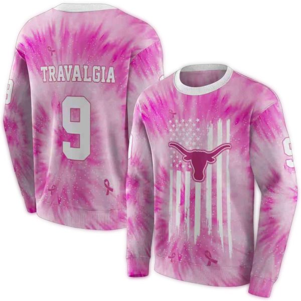 Personalized Texas Longhorns Cancer Support Pink AOP Sweatshirt 1