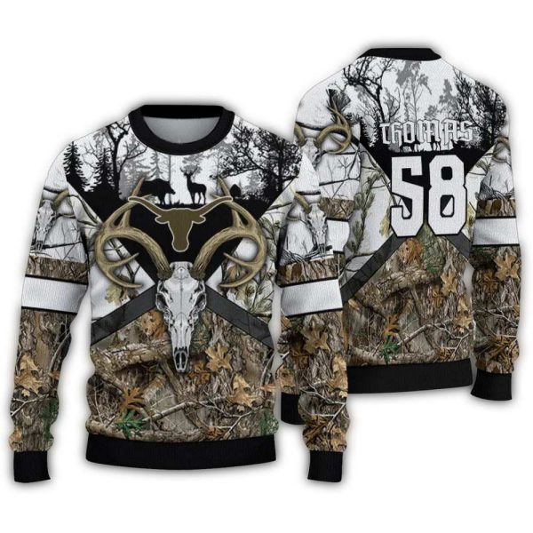 Personalized Texas Longhorns Deer Antlers Ugly Sweater 1