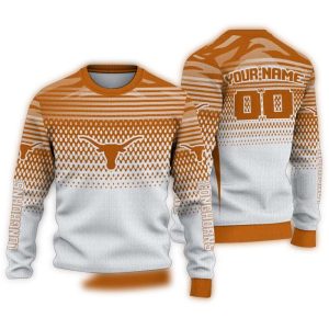 Personalized Texas Longhorns Diamond Mesh Ugly Sweater
