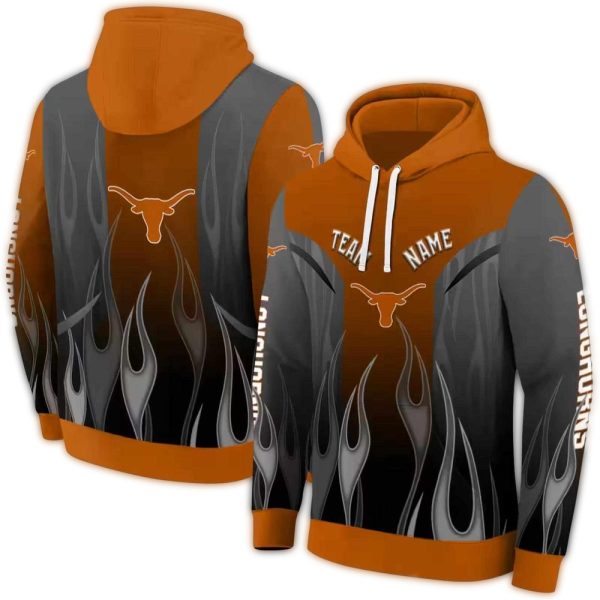 Personalized Texas Longhorns Flame AOP Hoodie 1