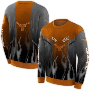 Personalized Texas Longhorns Flame All Over Print Sweatshirt