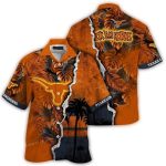 Personalized Texas Longhorns Floral Leafs And Coconut Scratch Hawaiian Shirt
