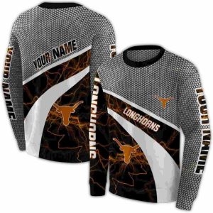 Personalized Texas Longhorns Hexagonal Mesh All Over Print Sweatshirt