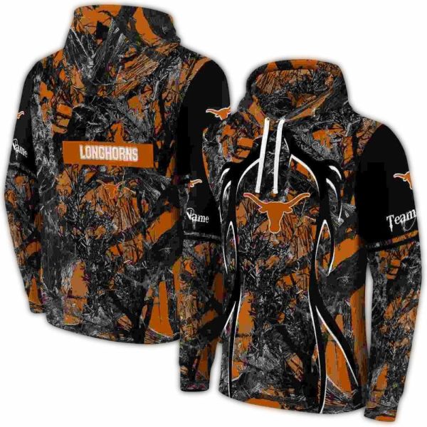 Personalized Texas Longhorns Hunting Theme AOP Hoodie 1