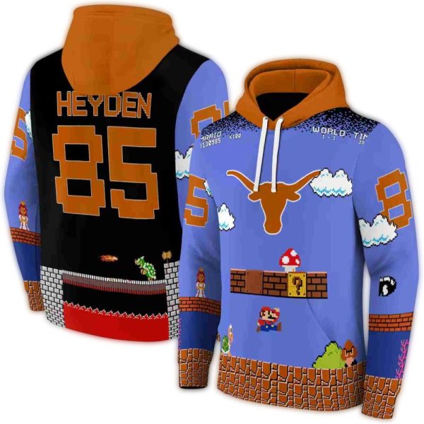 Personalized Texas Longhorns Mario AOP Hoodie 1