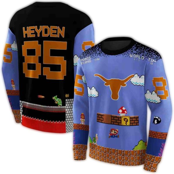 Personalized Texas Longhorns Mario AOP Sweatshirt 1