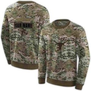 Personalized Texas Longhorns Military Style All Over Print Sweatshirt