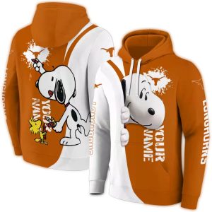Personalized Texas Longhorns Peeking Snoopy All Over Print Hoodie